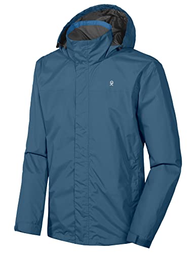 Little Donkey Andy Men's Waterproof Rain Jacket Outdoor Lightweight Rain Shell Coat for Hiking,Golf,Travel Blue Mirage Size XL