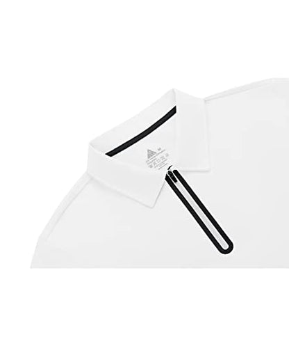 SECOOD Men's Zipper Short Sleeve Golf Polo Shirt Casual Moisture Wicking White Pullover Shirts, L