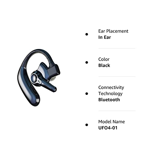 emotal Dual-Mic AI Noise Cancelling Bluetooth Headset for Cell Phones, 10 Days Standby 30Hrs HD Talktime Bluetooth Earpiece IPX6 Waterproof Ultralight for Driving/Truckers/Business,Black