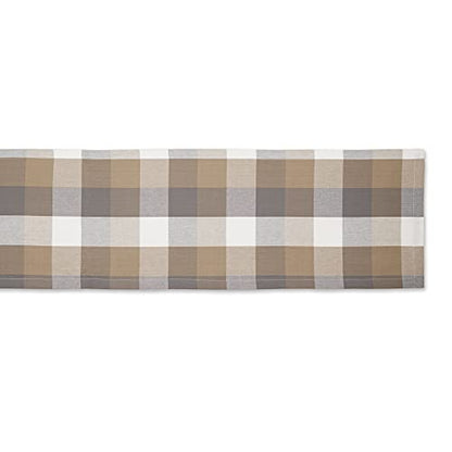 DII Tri-Color Check Collection 100% Cotton Tabletop, Table Runner, 14x108, Stone