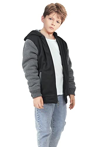 GEEK LIGHTING Boys Sherpa Lined Hoodie Kids Fleece Sweatshirt Full Zip Hooded Jacket