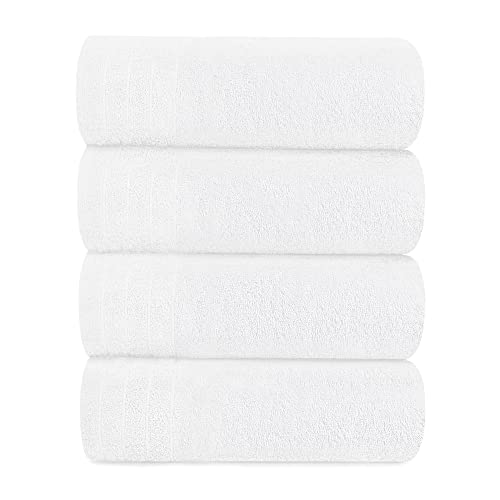 Tens Towels Large Bath Towels, 100% Cotton, 30 x 60 Inches Extra Large Bath Towels, Lighter Weight, Quicker to Dry, Super Absorbent, Perfect Bathroom Towels (Pack of 4, White)