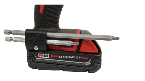 MAGNETIC Bit Holder for Milwaukee M18 Drill - Side Mounted - Strong Magnets - Low Profile Design - Galactic Gadgets (Black)