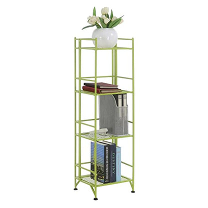 Convenience Concepts Xtra Storage 4-Tier Folding Metal Shelf, Lime