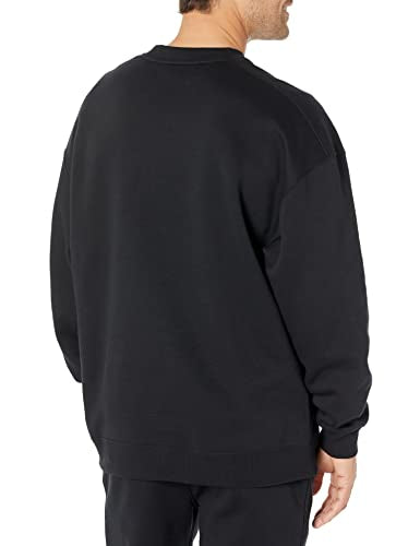 Amazon Essentials Men's Oversized-Fit Crewneck Sweatshirt (Available in Big & Tall), Black, Large