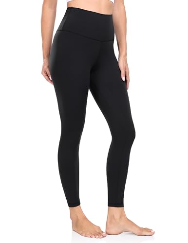 YUNOGA Women's Soft High Waisted Yoga Pants Tummy Control Ankle Length Leggings (M, Black)