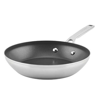 KitchenAid 3-Ply Base Brushed Stainless Steel Nonstick Fry Pan/Skillet, 9.5 Inch