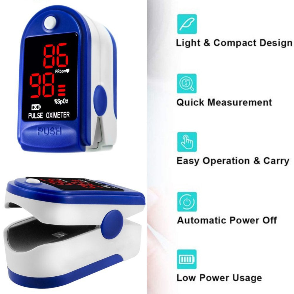  Fingertip Pulse Oximeter Blood Oxygen Saturation Monitor Finger Pulse Oximeter, Bar Graphs and Heart Rate Monitor