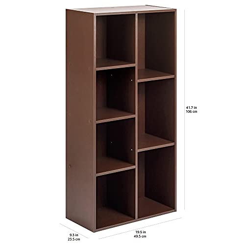 Amazon Basics 7 Cube Organizer Bookcase, Espresso, 9.3 x 19.5 x 41.7 in