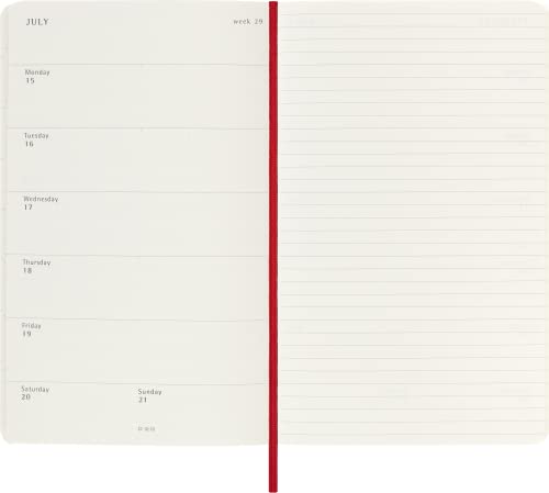 Moleskine 2023-2024 Weekly Planner, 18M, Large, Scarlet Red, Soft Cover (5 x 8.25)