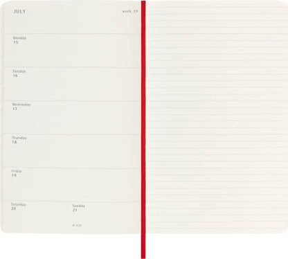 Moleskine 2023-2024 Weekly Planner, 18M, Large, Scarlet Red, Soft Cover (5 x 8.25)