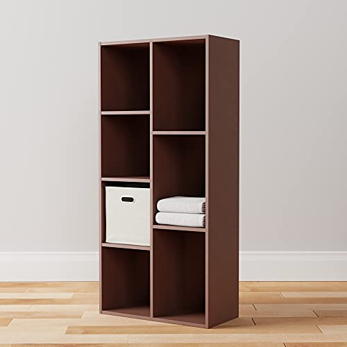 Amazon Basics 7 Cube Organizer Bookcase, Espresso, 9.3 x 19.5 x 41.7 in