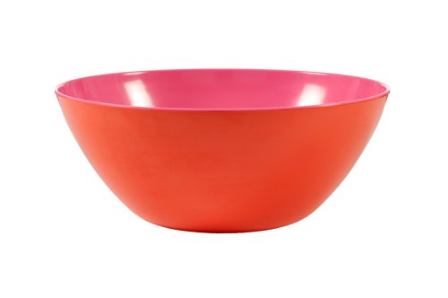 French Bull 12" Serving Bowl - Melamine Dinnerware - Salad, Mixing, Pasta - Orange and Pink