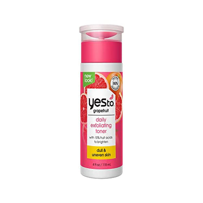 Yes To Grapefruit Daily Exfoliating Toner, Brightening Formula To Retexturize & Brighten Your Skin, With AHAs, BHAs, Vitamin C, & Antioxidants, Natural, Vegan & Cruelty Free, 4 Fl Oz