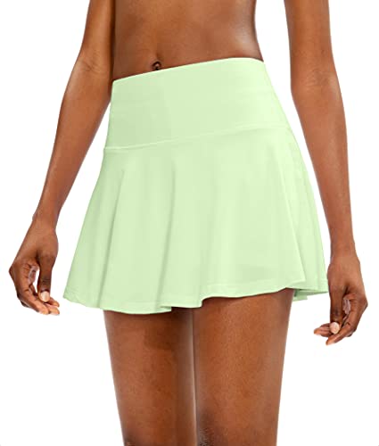 SANTINY Pleated Tennis Skirt for Women with 4 Pockets Women's High Waisted Athletic Golf Skorts Skirts for Running Casual (Mint Cream_XS)