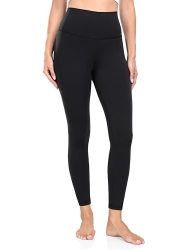 YUNOGA Women's Soft High Waisted Yoga Pants Tummy Control Ankle Length Leggings (M, Black)