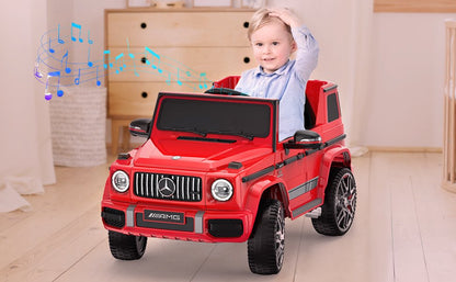 12V Mercedes-Benz G63 Licensed Powered Ride on Car with Remote Control, LED Headlight, Gift for Kids-Red