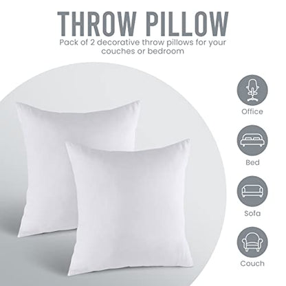 Utopia Bedding Throw Pillows Insert (Pack of 2, White) - 18 x 18 Inches Bed and Couch Pillows - Indoor Decorative Pillows