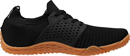 WHITIN Men's Trail Running Shoes Minimalist Barefoot Wide Width Toe Box Size 11 Cross Training Gym Workout Zero Drop Sneakers Black Gum 44