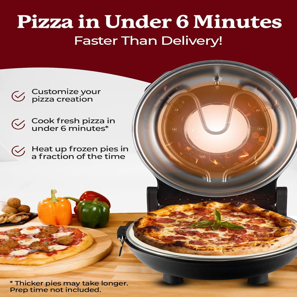 Piezano Pizza Maker 12 inch Pizza Machine Improved Cool-touch Handle Pizza Oven Electric Countertop Oven 12" Indoor Grill/Griddle