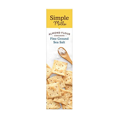 Simple Mills Almond Flour Crackers, Fine Ground Sea Salt - Gluten Free, Vegan, Healthy Snacks, 4.25 Ounce (Pack of 1)