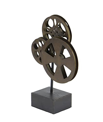 Deco 79 Metal Film Reels Sculpture, 11" x 5" x 16", Brown