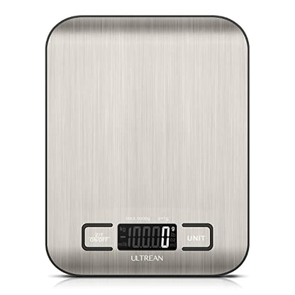 Ultrean Food Scale, Digital Kitchen Scale Weight Grams and Ounces for Baking and Cooking, 6 Units with Tare Function, 11lb (Batteries Included)