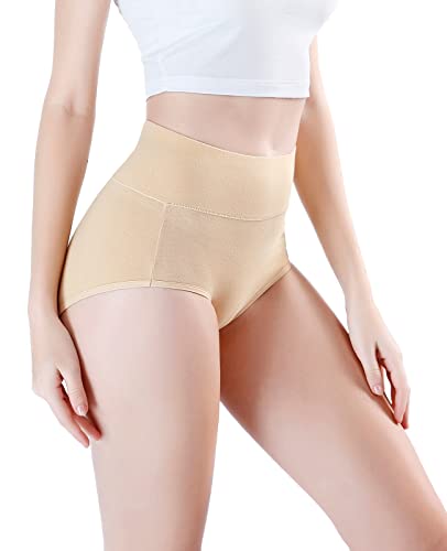 wirarpa Women's Cotton Underwear High Waist Briefs Full Coverage Panties Ladies Comfortable Underpants 5 Pack Assorted X-Small