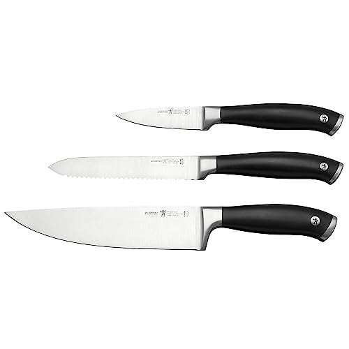 HENCKELS Forged Elite Razor-Sharp 3-Piece Kitchen Knife Set, Chef Knife, Paring Knife, Bread Knife, German Engineered Informed by 100+ Years of Mastery