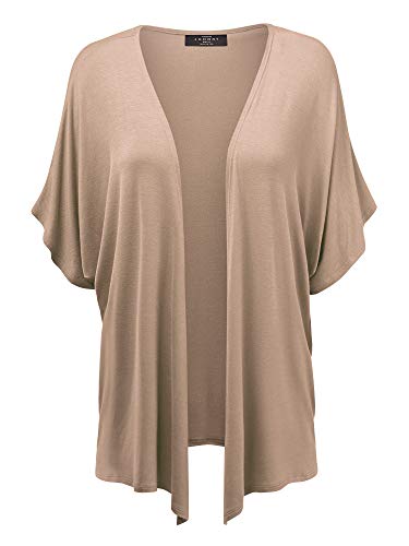 MBJ WSK1310 Women's Kimono Style Short Sleeve Dolman Cardigan XXXL Taupe