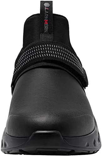 LARNMERN Non Slip Work Shoes for Men Kitchen Chef Slip Resistant Shoe Waterproof Food Service Restaurant Slip on Sneakers Walking and Casual Air Cushion Working Footwear(Black/9)