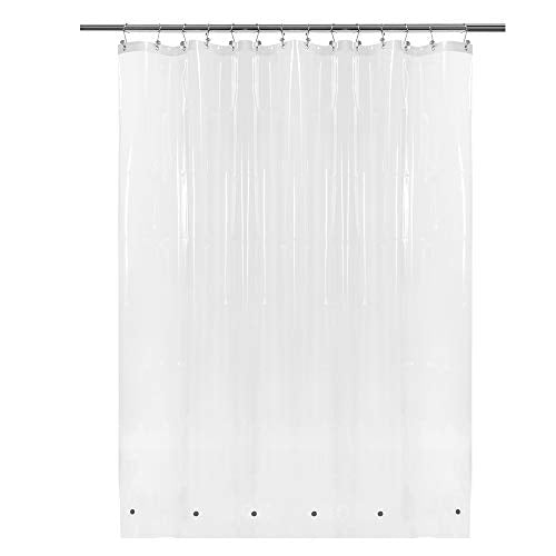 Barossa Design Clear Shower Curtain Liner 82 Width by 74 Height with Free Hooks - 6 Bottom Magnets, Waterproof PEVA, PVC Free, Metal Grommets Curtain PEVA 6G