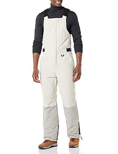 Amazon Essentials Men's Water-Resistant Insulated Snow Bib Overall, Grey Ivory Color Block, Large