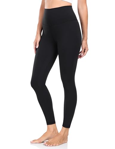 YUNOGA Women's Soft High Waisted Yoga Pants Tummy Control Ankle Length Leggings (M, Black)