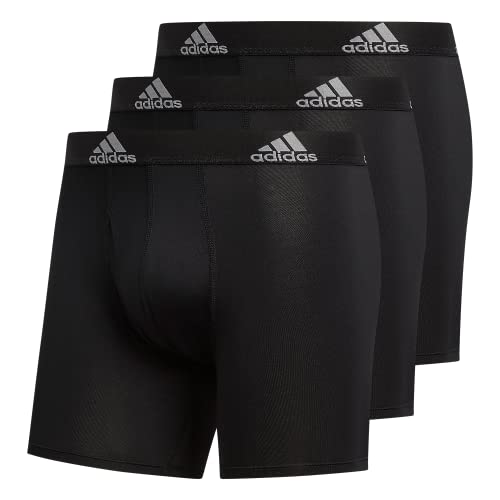 adidas Men's Performance Boxer Brief Underwear (3-Pack), Black/Light Onix Grey, Large