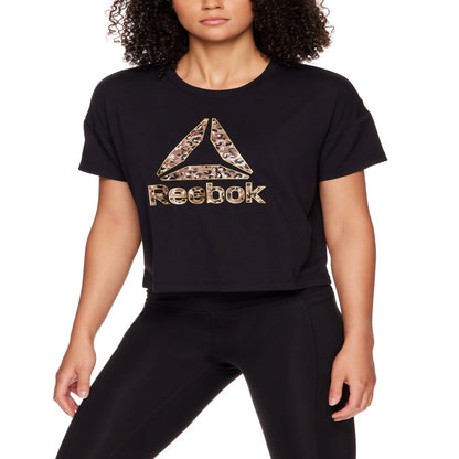 Reebok Women's Motion Graphic Cropped Short Sleeve Tee