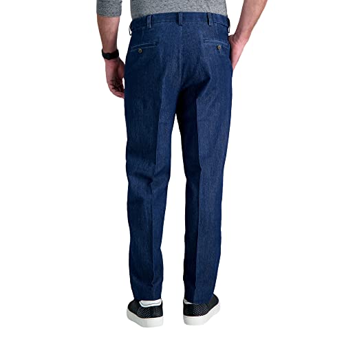 Haggar Men's Casual Classic Fit Denim Trouser Pant-Regular and Big & Tall Sizes, Medium Blue Cla, 36W x 29L