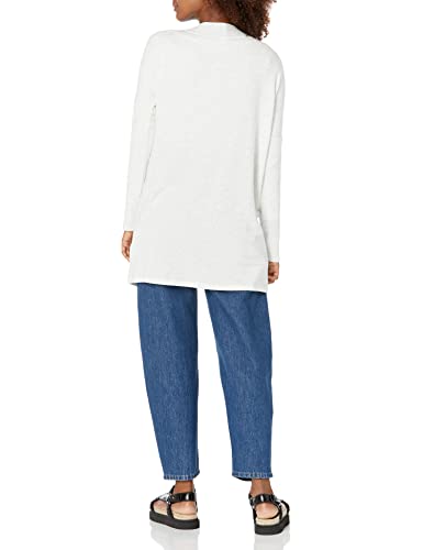 Amazon Essentials Women's Relaxed-Fit Lightweight Lounge Terry Open-Front Cardigan, White Space Dye, Small