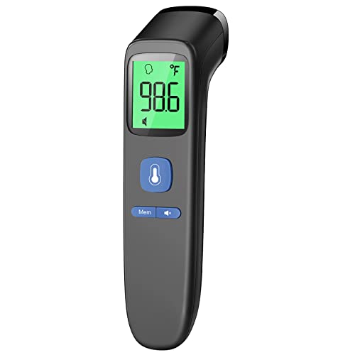 Non-Contact Thermometer for Kids and Adults, Digital Infrared Thermometer for Home use, Color-Coded Screen, 1 Second Result, Accurate & Easy to use (Black)