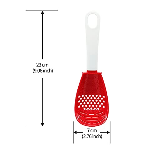 Ouboda 6 in 1 Multifunctional cooking gadgets, 356°F Heat Resistant kitchen gadgets, Egg Separator, Cooking, Draining, Mashing, Grating, Cooking spoon red