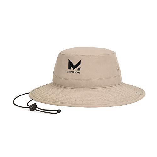 MISSION Cooling Bucket Hat, UPF 50, 3" Wide Brim Sun Hat - Cools When Wet, UPF 50 (Khaki)