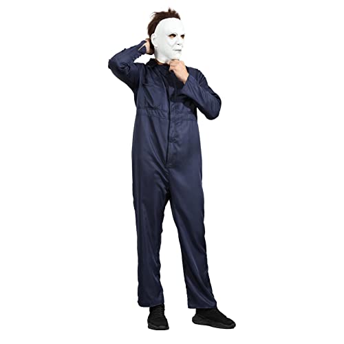 Xambop Michael Myers Costume for Adult Men,Halloween Cosplay Michael Myers Jumpsuit Coveralls (L)