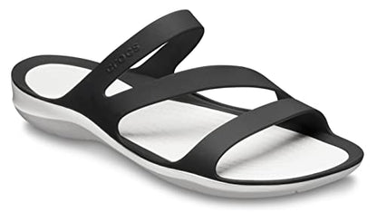 Crocs Women's Swiftwater Sandals, Black/White, 8