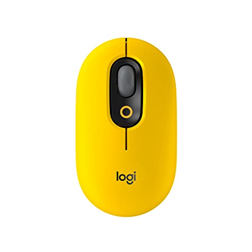 Logitech POP Mouse, Wireless Mouse with Customizable Emojis, SilentTouch Technology, Precision/Speed Scroll, Compact Design, Bluetooth, Multi-Device, OS Compatible - Blast Yellow