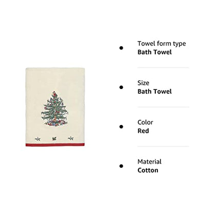 Spode - Bath Towel, Soft & Absorbent Cotton Towel Christmas Tree Collection