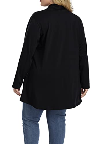 Long Plus Size Cardigans for Women Easy to Wear Open Front Clothing(Black, 3X)