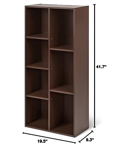 Amazon Basics 7 Cube Organizer Bookcase, Espresso, 9.3 x 19.5 x 41.7 in