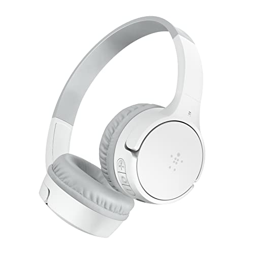 Belkin SoundForm Mini - Wireless Bluetooth Headphones for Kids with Built in Microphone - On-Ear Bluetooth Earphones for iPhone, iPad, Fire Tablet & More - White