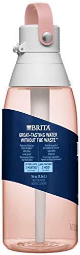 Brita Premium Filtered Water Bottle with Straw, Reusable, BPA Free Plastic, Blush, 26 Ounce,1 count