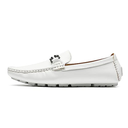 Bruno Marc Mens Faux Leather Driving Penny Loafers Boat Shoes, White - 12 (Hugh-01)